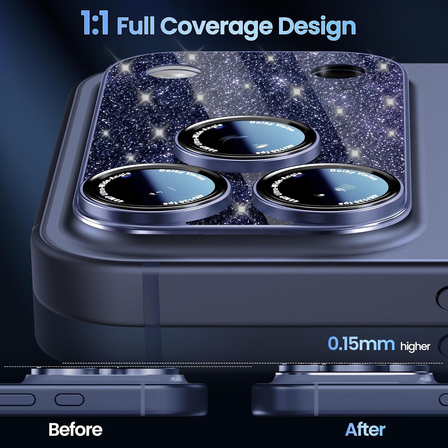 image:imageCACOE Metal Camera Lens Protector for iPhone 17 Pro MaxShining Blue