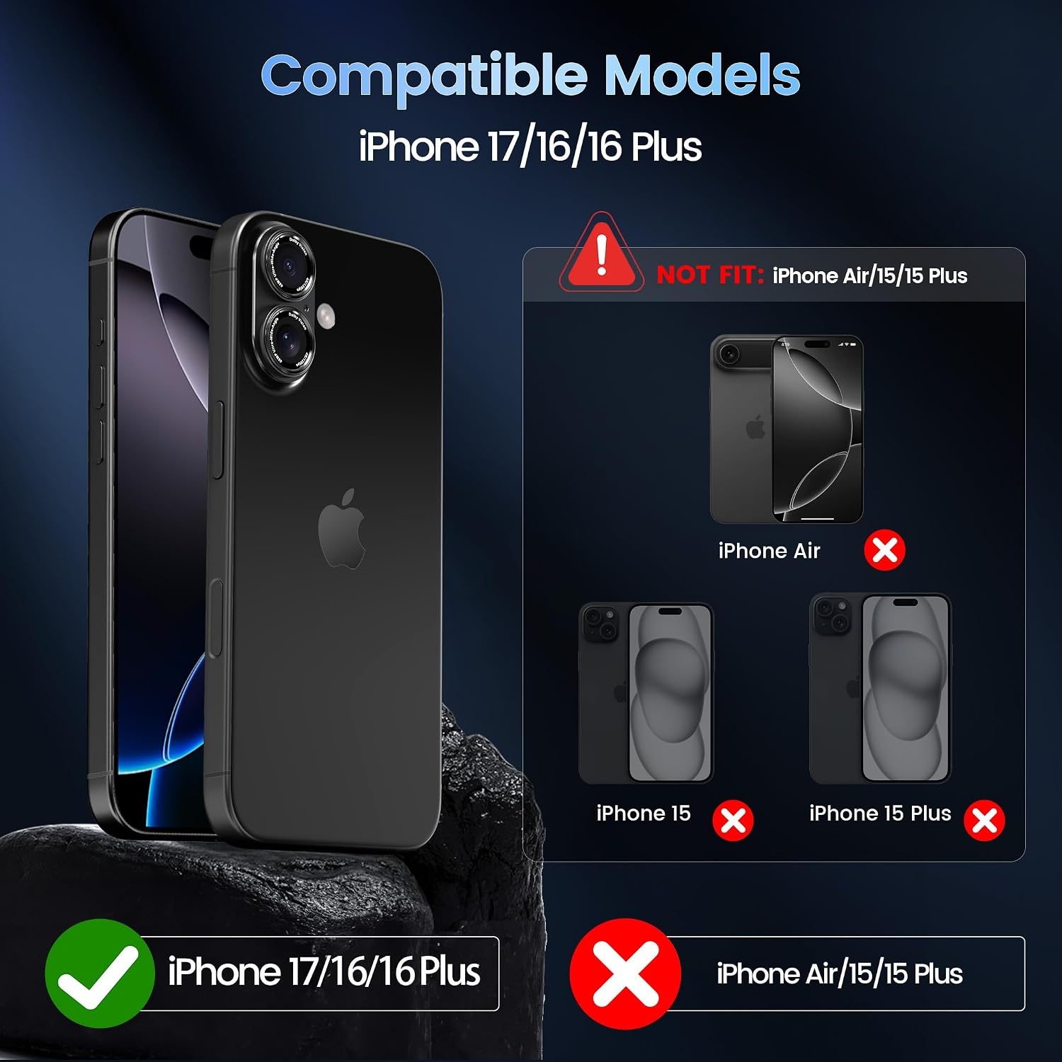 image:imageCACOE Metal Camera Lens Protector Cover for iPhone 18 Pro MaxBlack