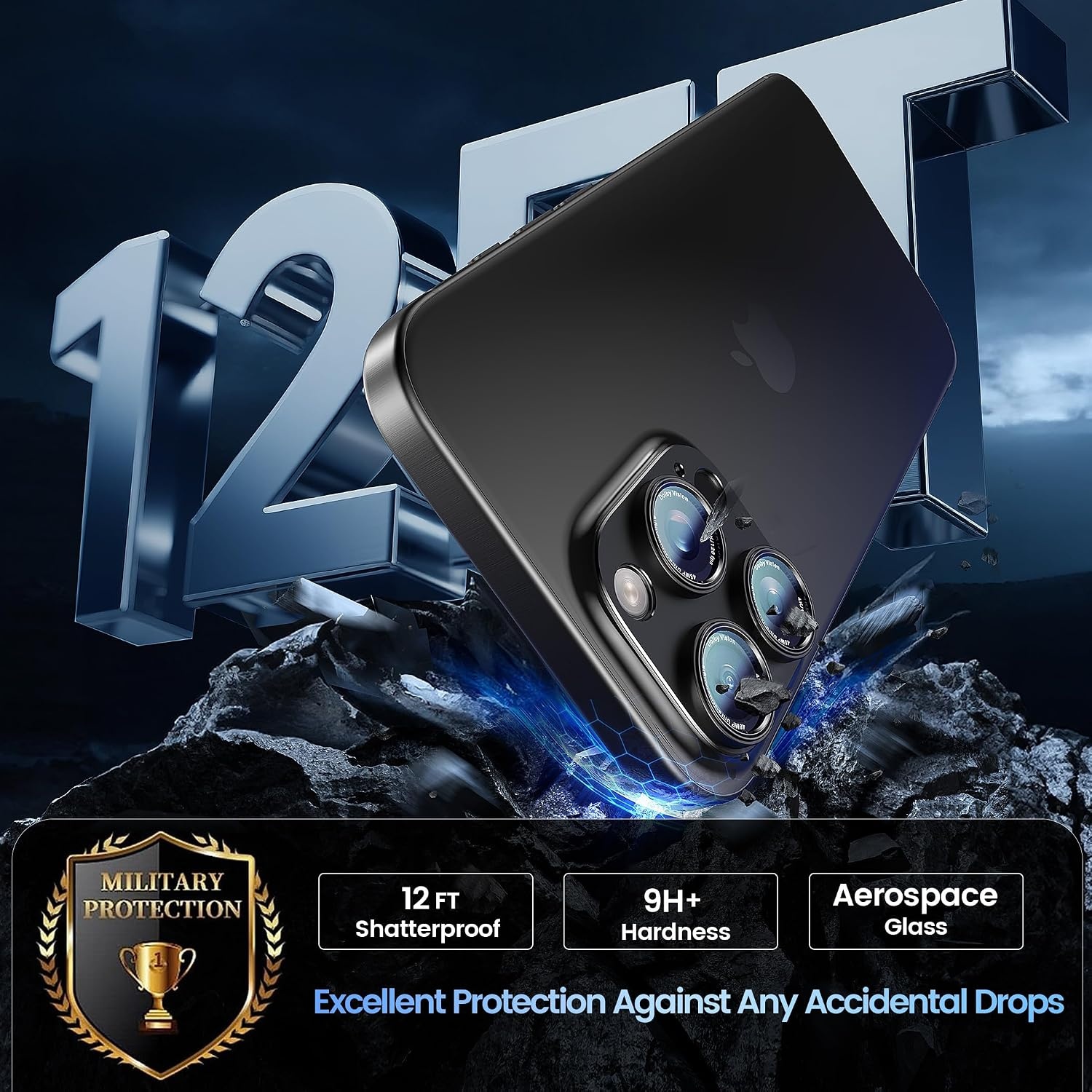 image:imageCACOE Metal Camera Lens Protector Cover for iPhone 18 Pro MaxBlack Titanium