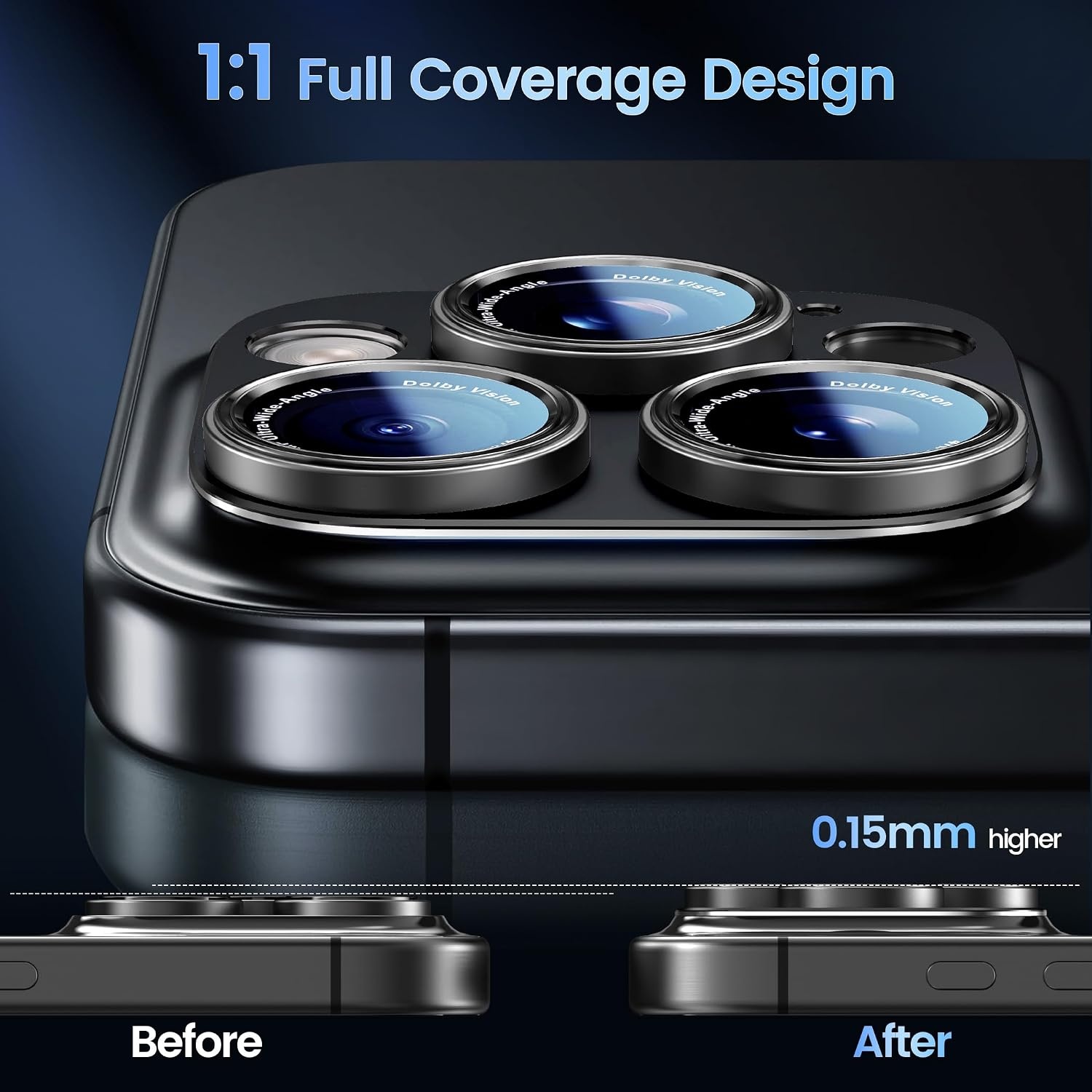 image:imageCACOE Metal Camera Lens Protector Cover for iPhone 18 Pro MaxBlack Titanium