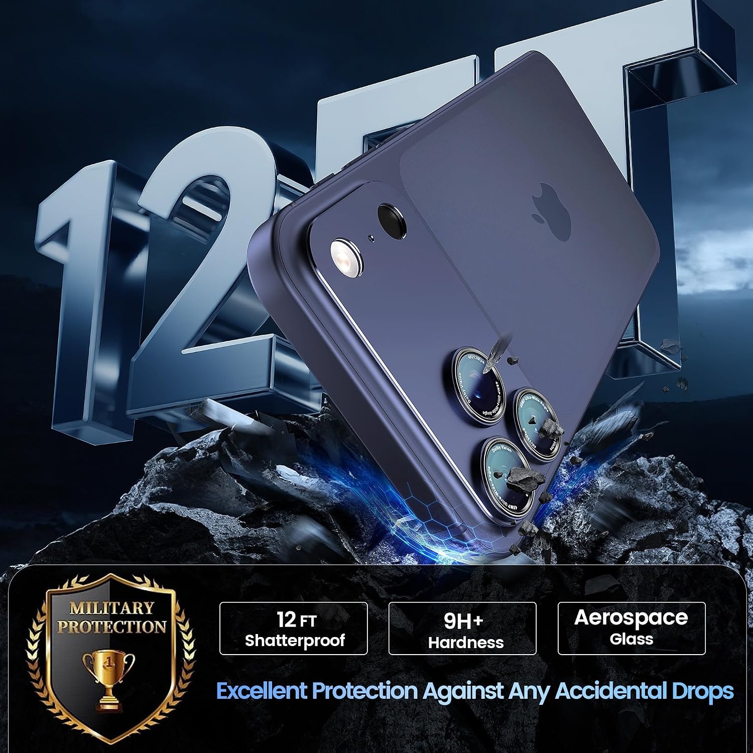 image:imageCACOE Metal Camera Lens Protector Cover for iPhone 18 Pro MaxDark Blue