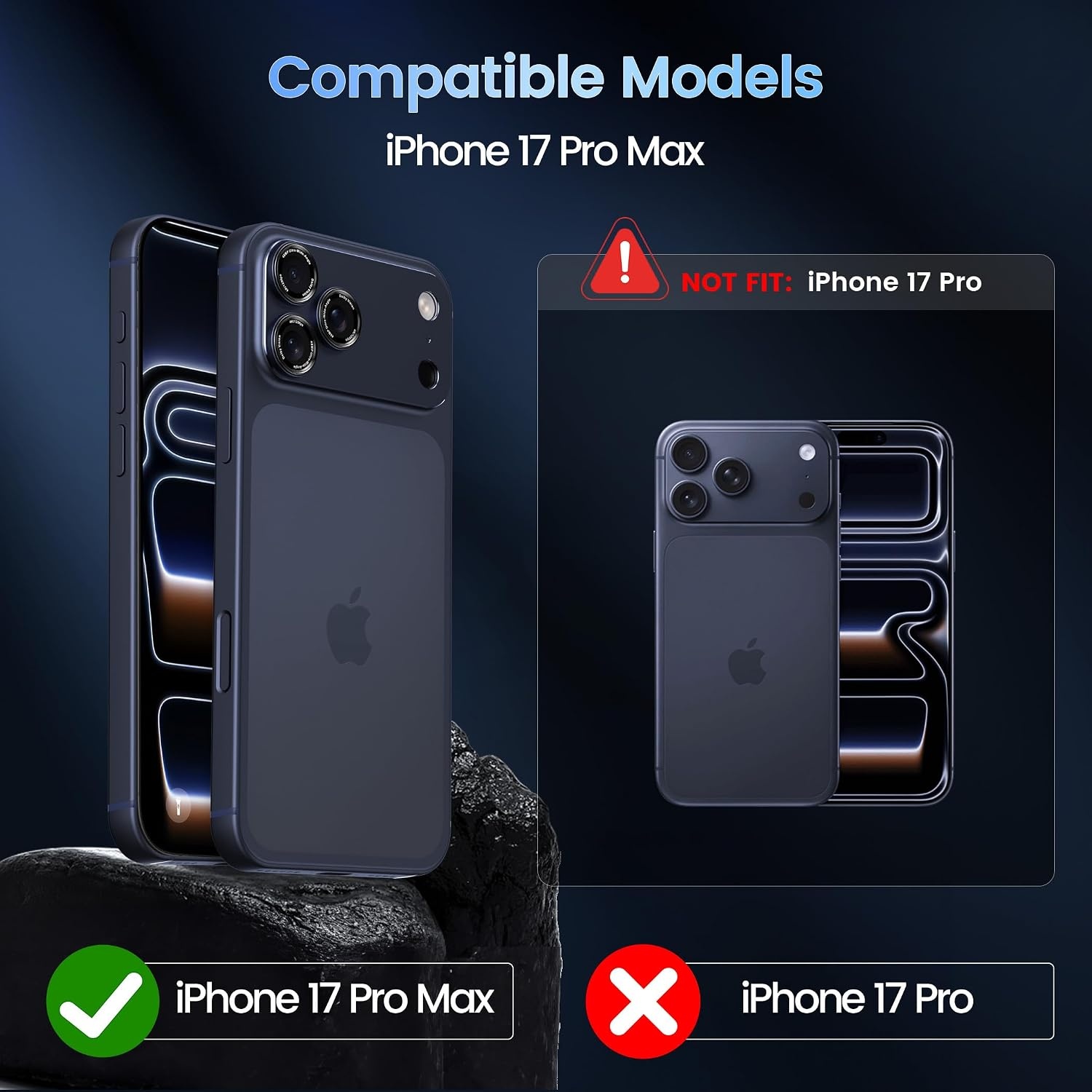 image:imageCACOE Metal Camera Lens Protector Cover for iPhone 18 Pro MaxDark Blue