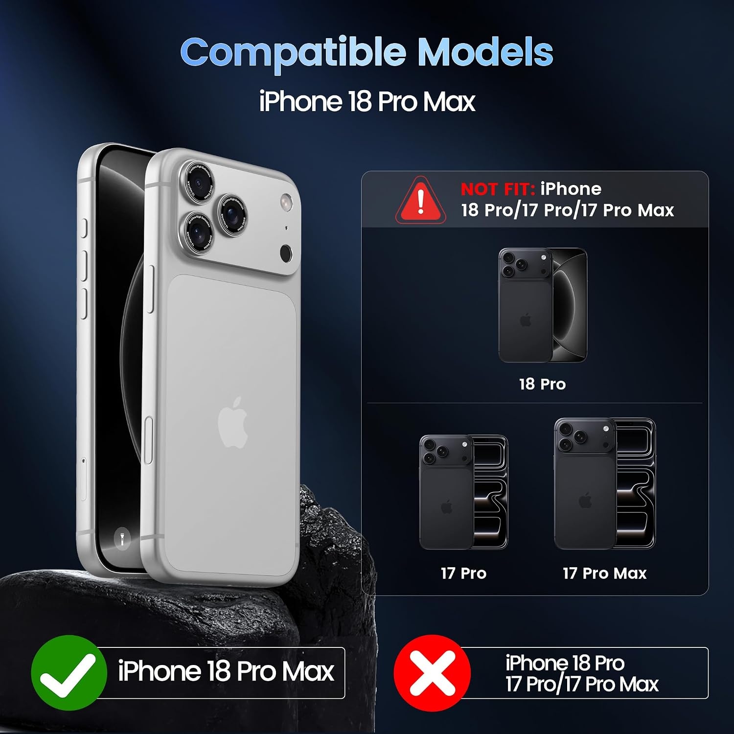 image:imageCACOE Metal Camera Lens Protector Cover for iPhone 18 Pro MaxSilver