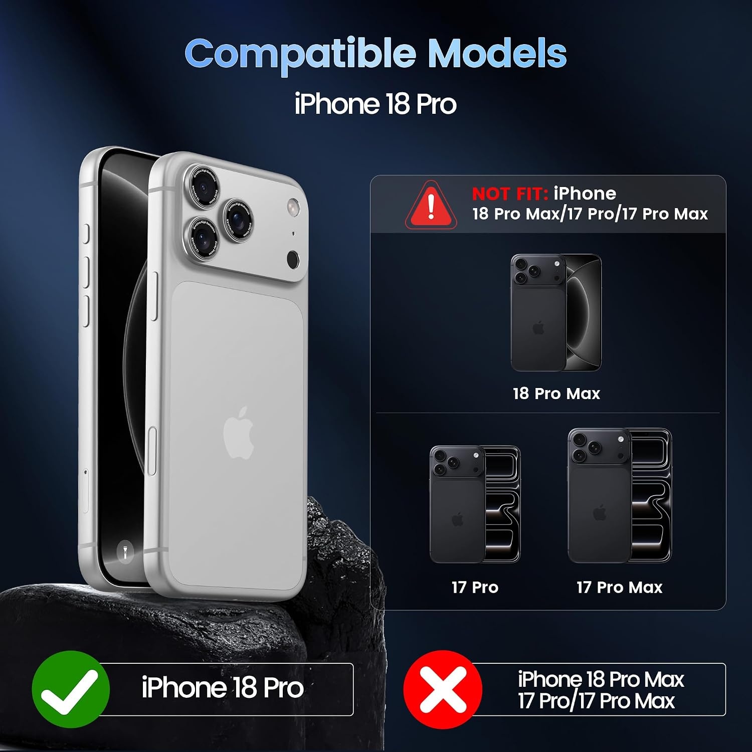 image:imageCACOE Metal Camera Lens Protector Cover for iPhone 18 Pro MaxSilver