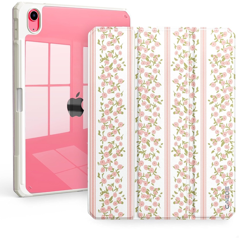 image:imageCACOE Cute Case for iPad A16 11th GeniPad 10th Gen Blue BowsPink Stripe Floral