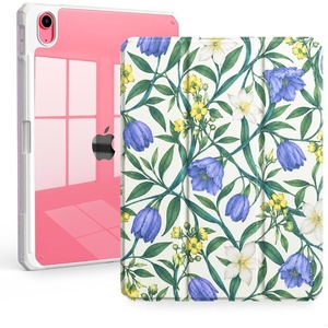 CACOE Cute Case for iPad A16 11th Gen/iPad 10th Gen, Blue Bows(Green Leaf Floral)