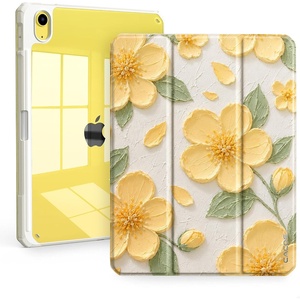 CACOE Cute Case for iPad A16 11th Gen/iPad 10th Gen, Blue Bows(Yellow Floral)
